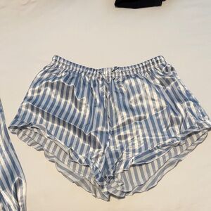 Ekouaer Striped Satin Pajama Set